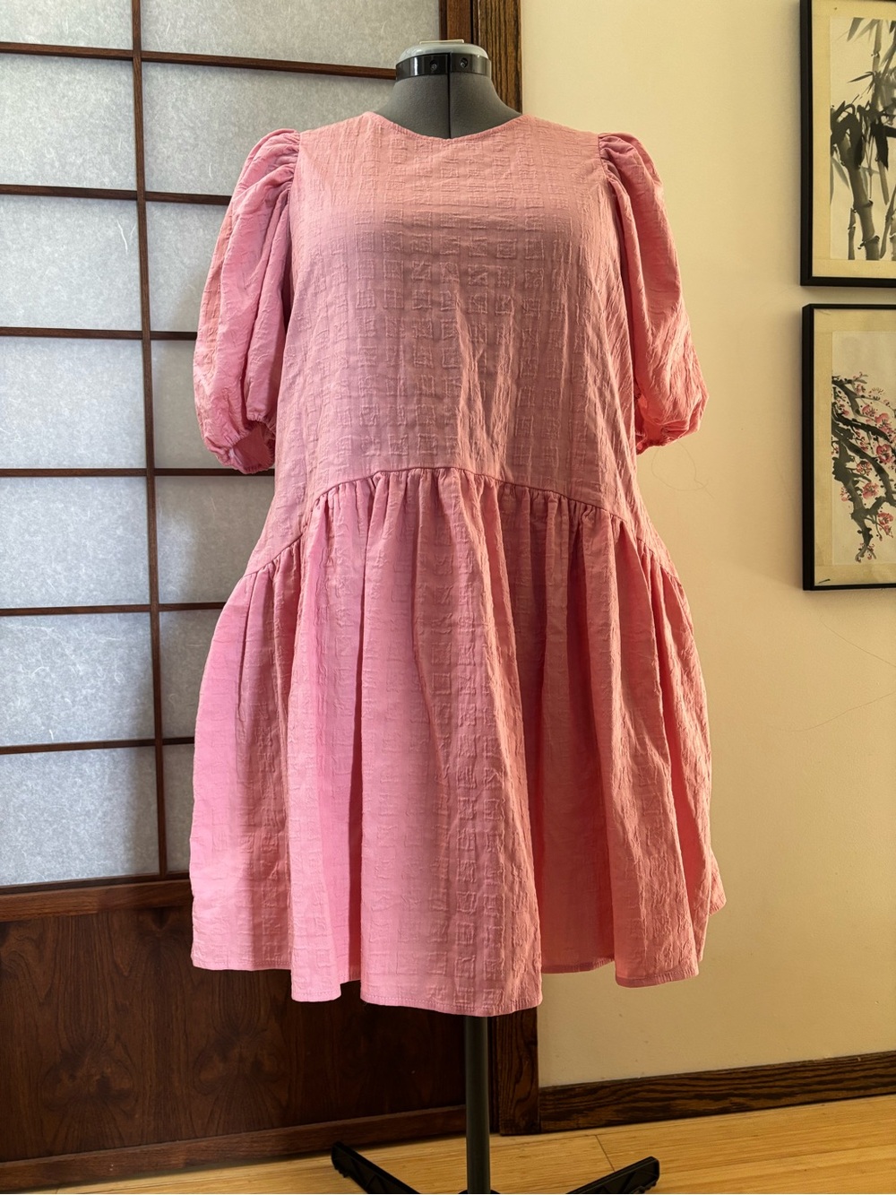VGUC English Factory Pink Penelope Puff Sleeve Babydoll Dress US L